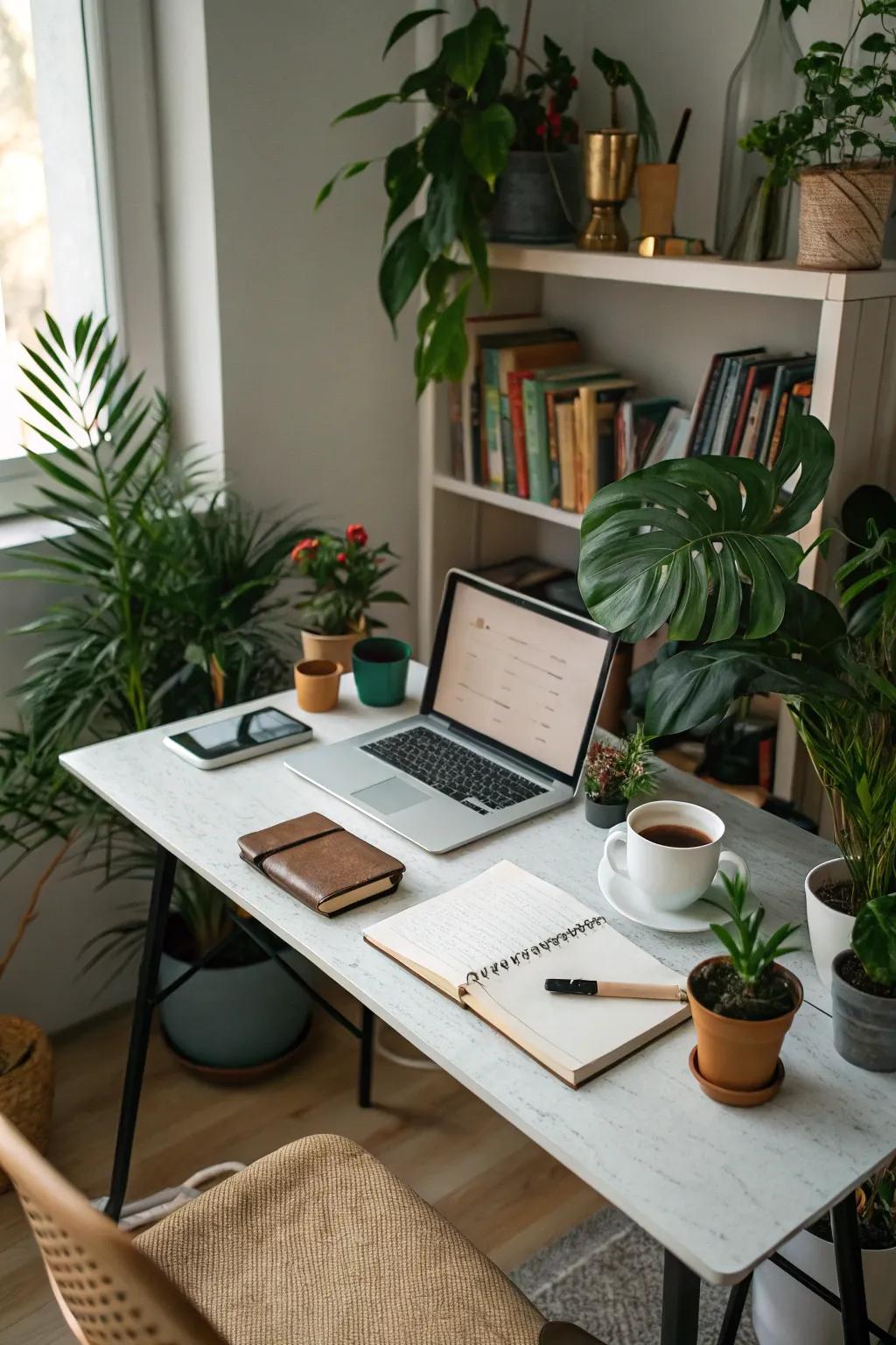 Plants inject freshness and create a sense of tranquility in your office.
