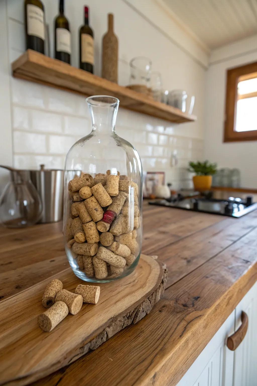 Add a country touch with wine corks as supplements.