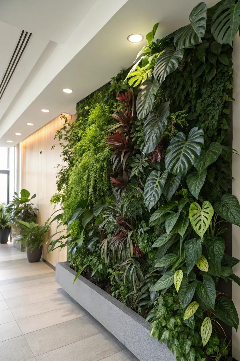 Make a living art piece with a plant wall.