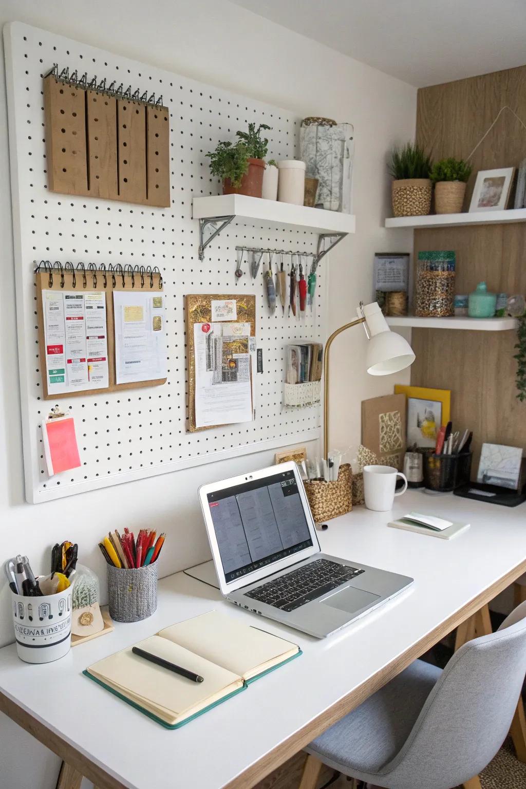 Get organized in style with pegboards.