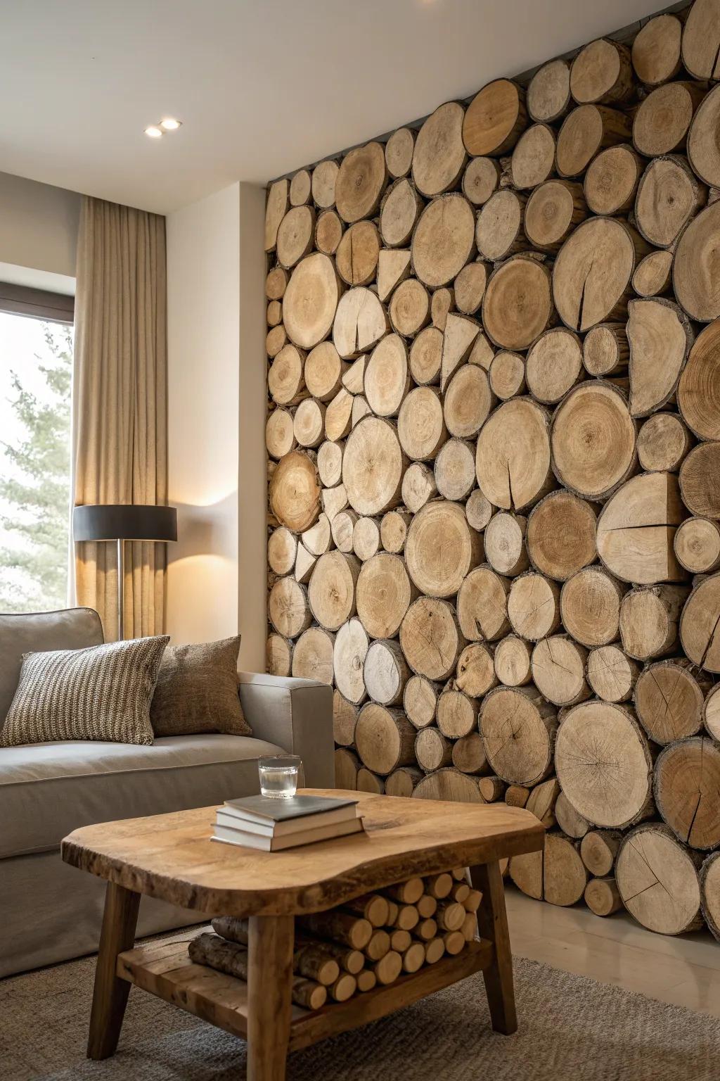 Bring the beauty of nature inside with wood log slices.