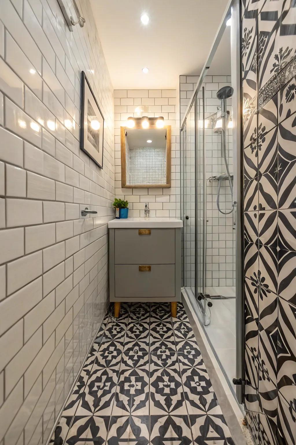 Statement tiles bring character and depth to small bathroom designs.