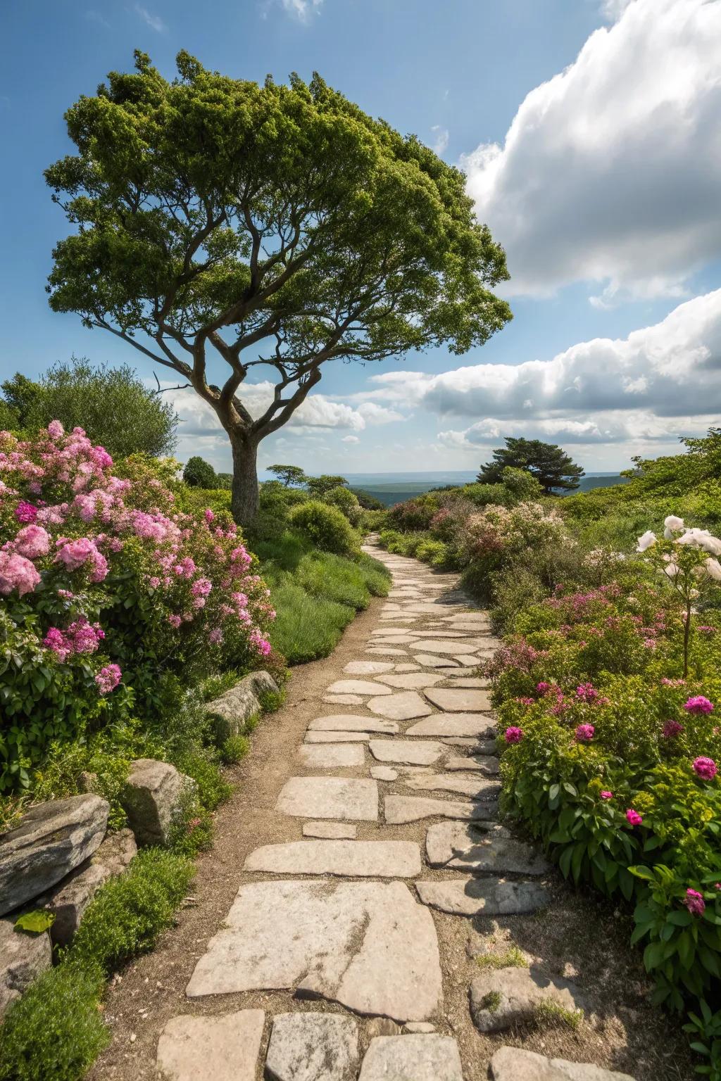 Pathways direct the gaze and footstep towards your attractive trees.