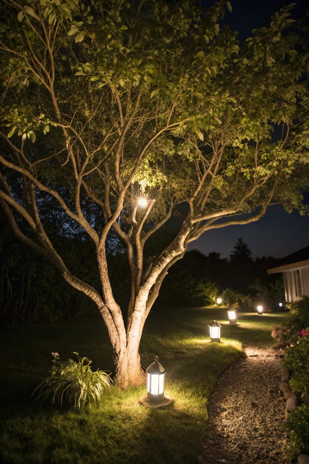 Night lighting contributes a magical mood to your garden.