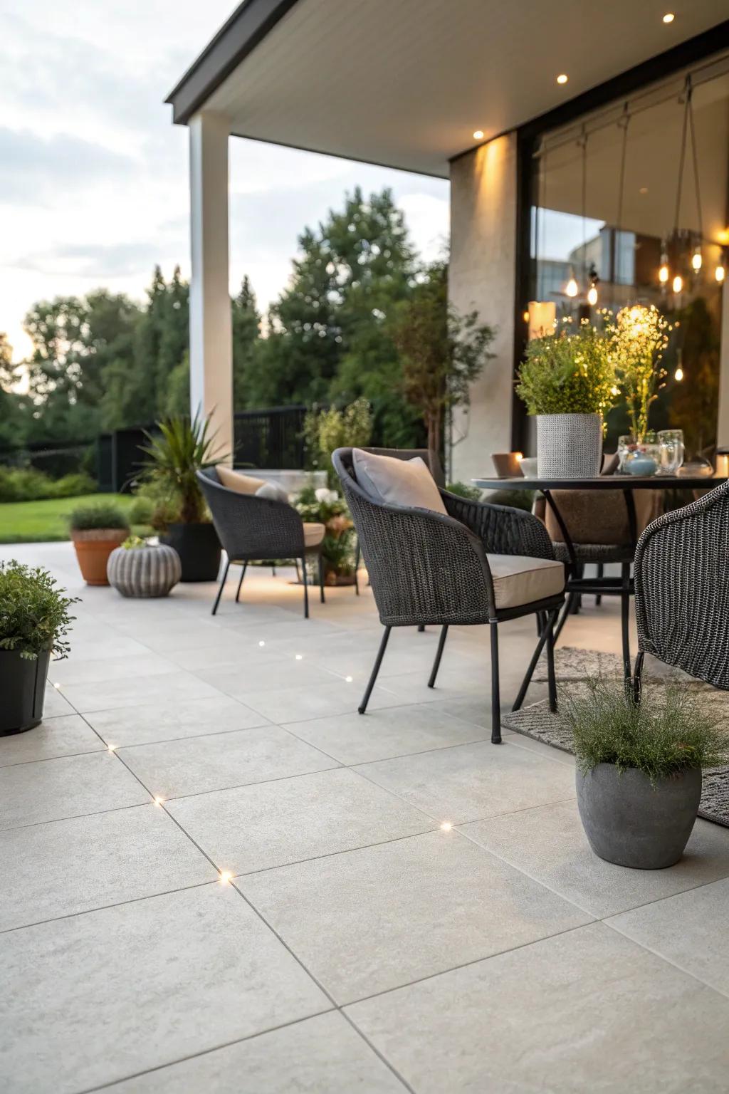 Clay squares deliver a polished, contemporary aesthetic.