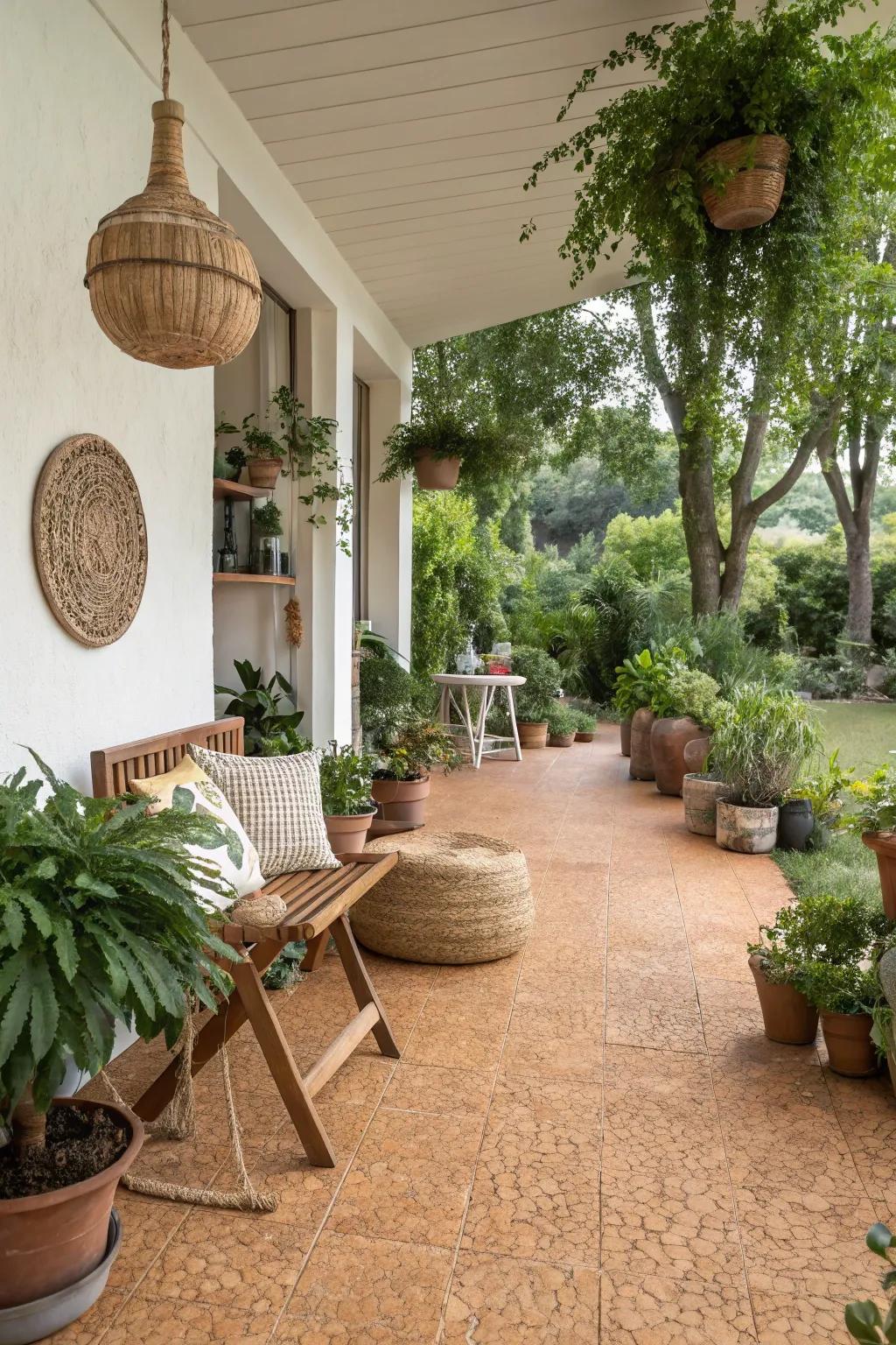 Cork flooring provides sustainability and comfort.