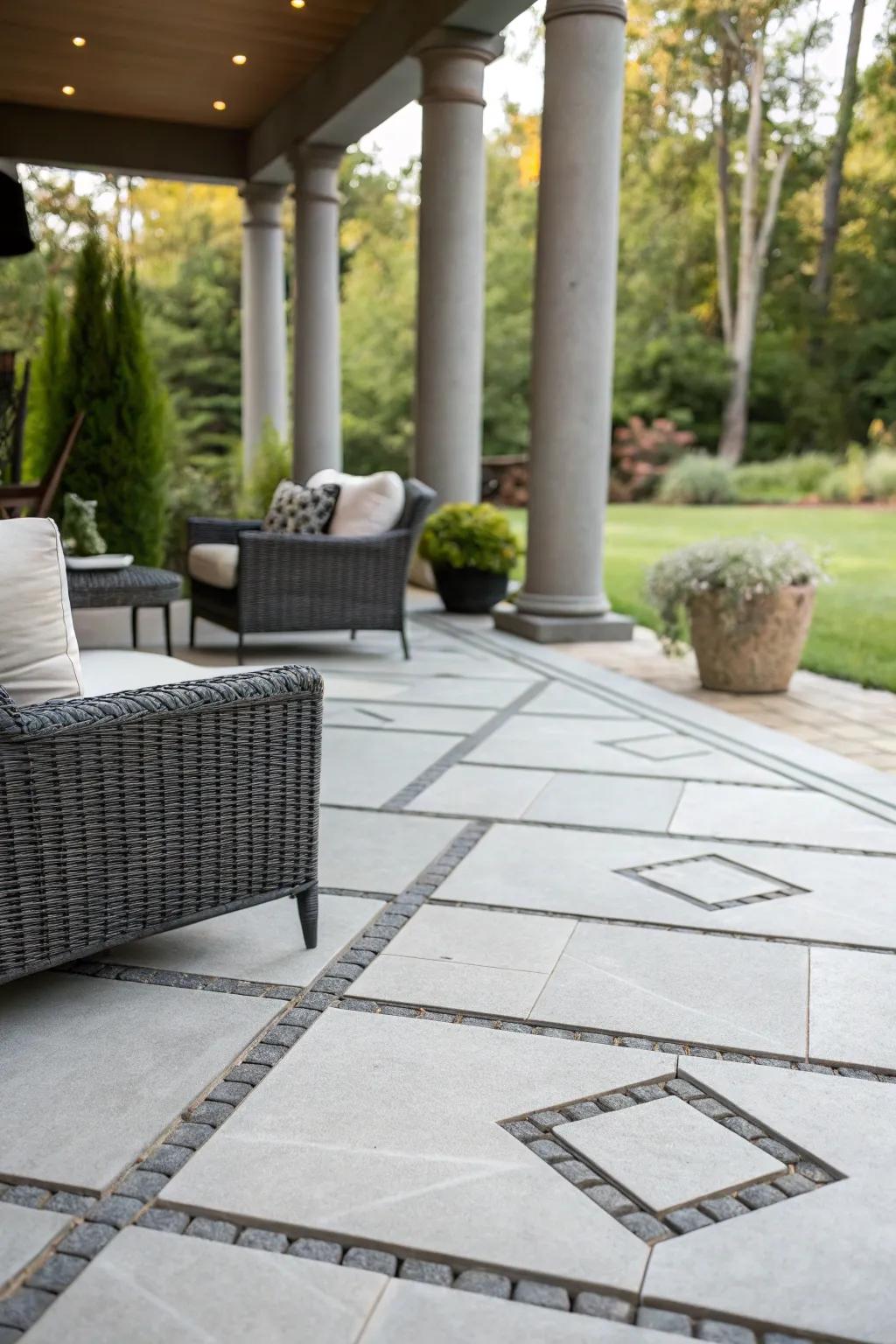 Concrete slabs present a contemporary, simple feel.