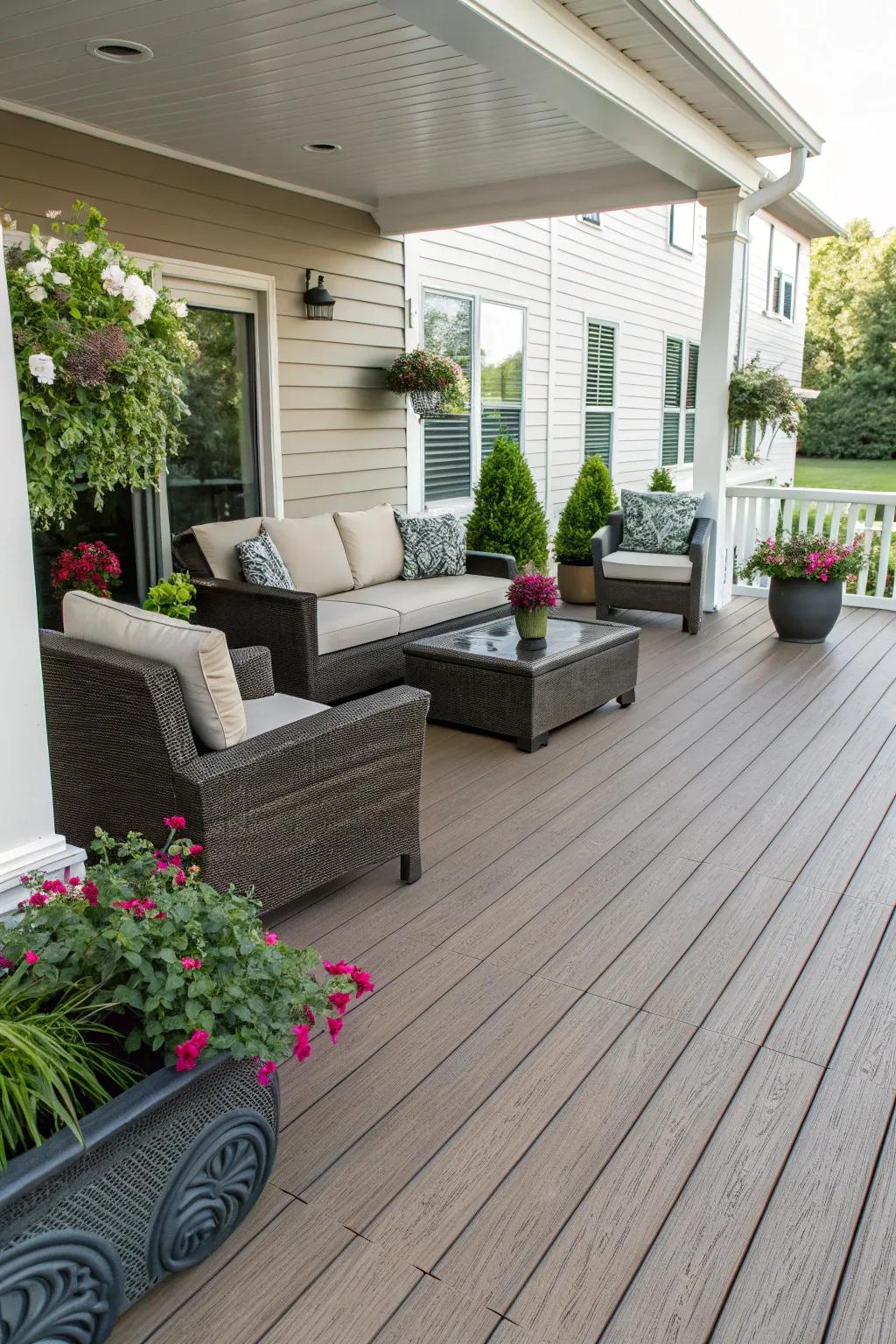 Vinyl boards provide trendy, low-upkeep flooring.