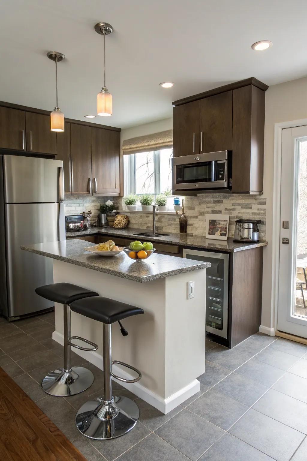 A space-saving peninsula for compact kitchens.