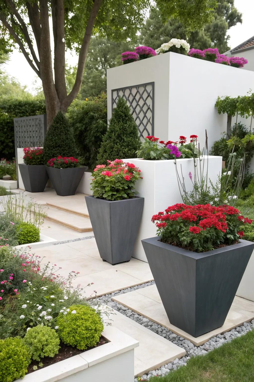 Modernize your area with angular growing pots.