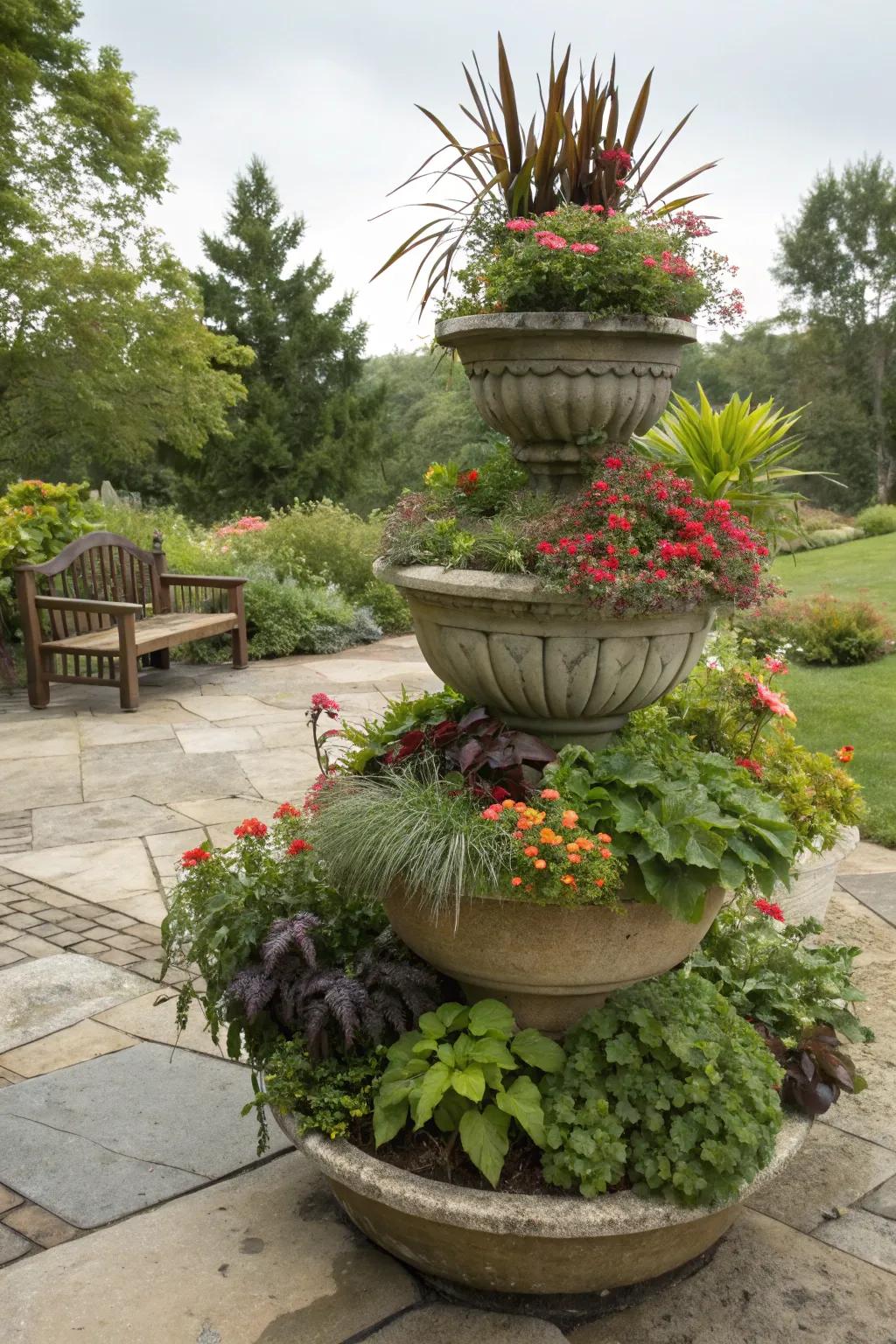 Tier your flora with stepped arrangements.
