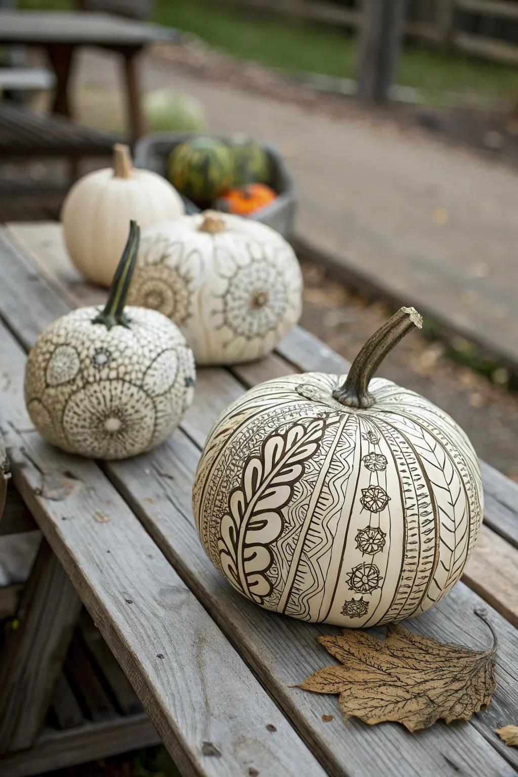 Zentangle gourds furnish a contemporary twist on tradition