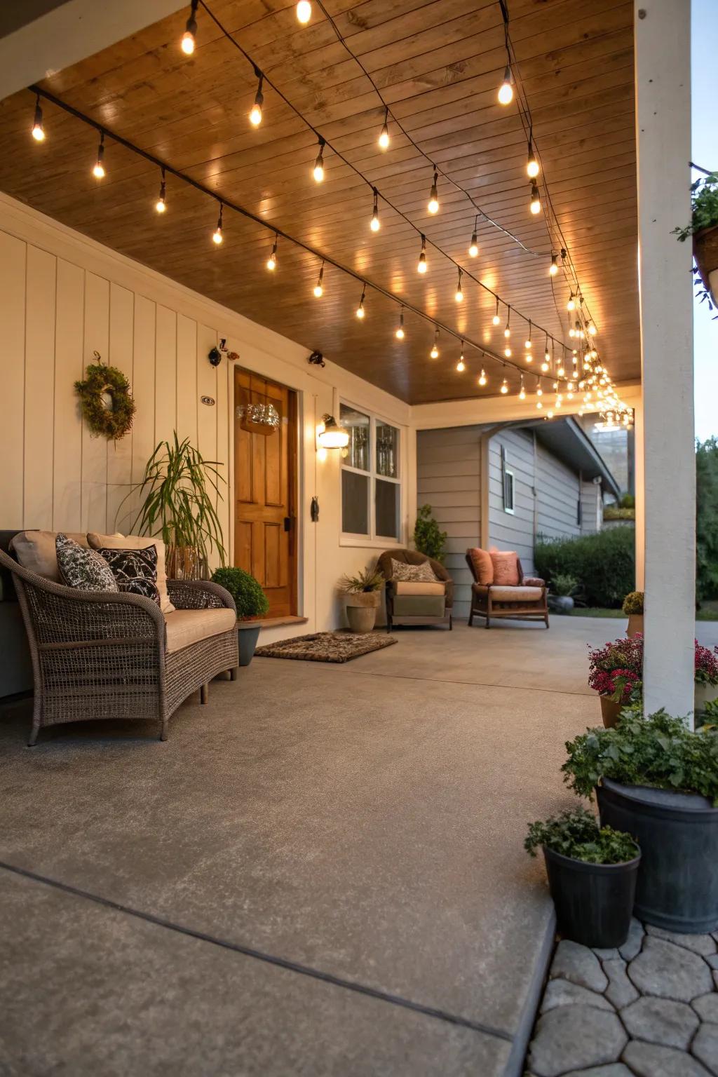 Subdued lighting sets a cozy tone.