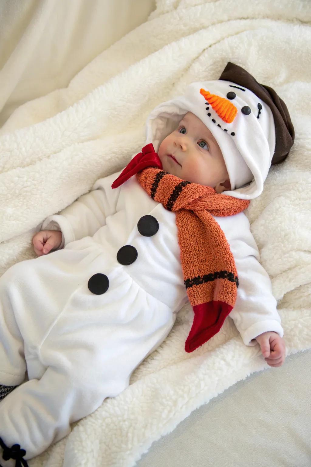 A soft and whimsical snowman scene for your baby's photoshoot.