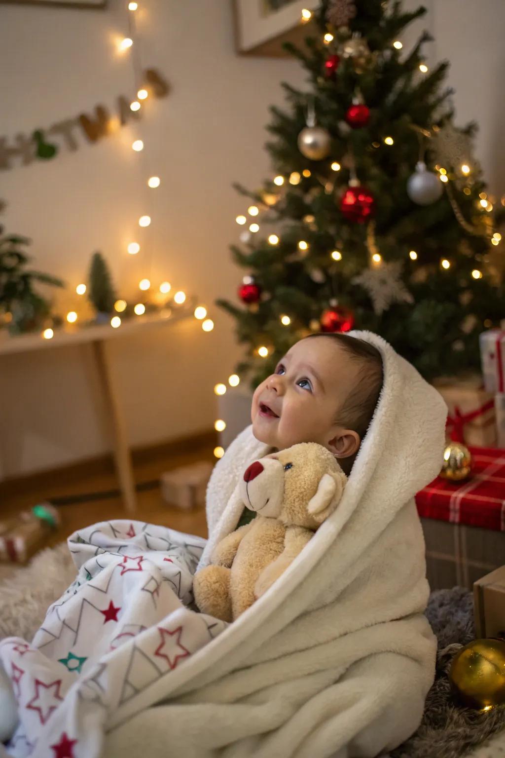Warm and cozy snuggles make for heartwarming holiday photos.
