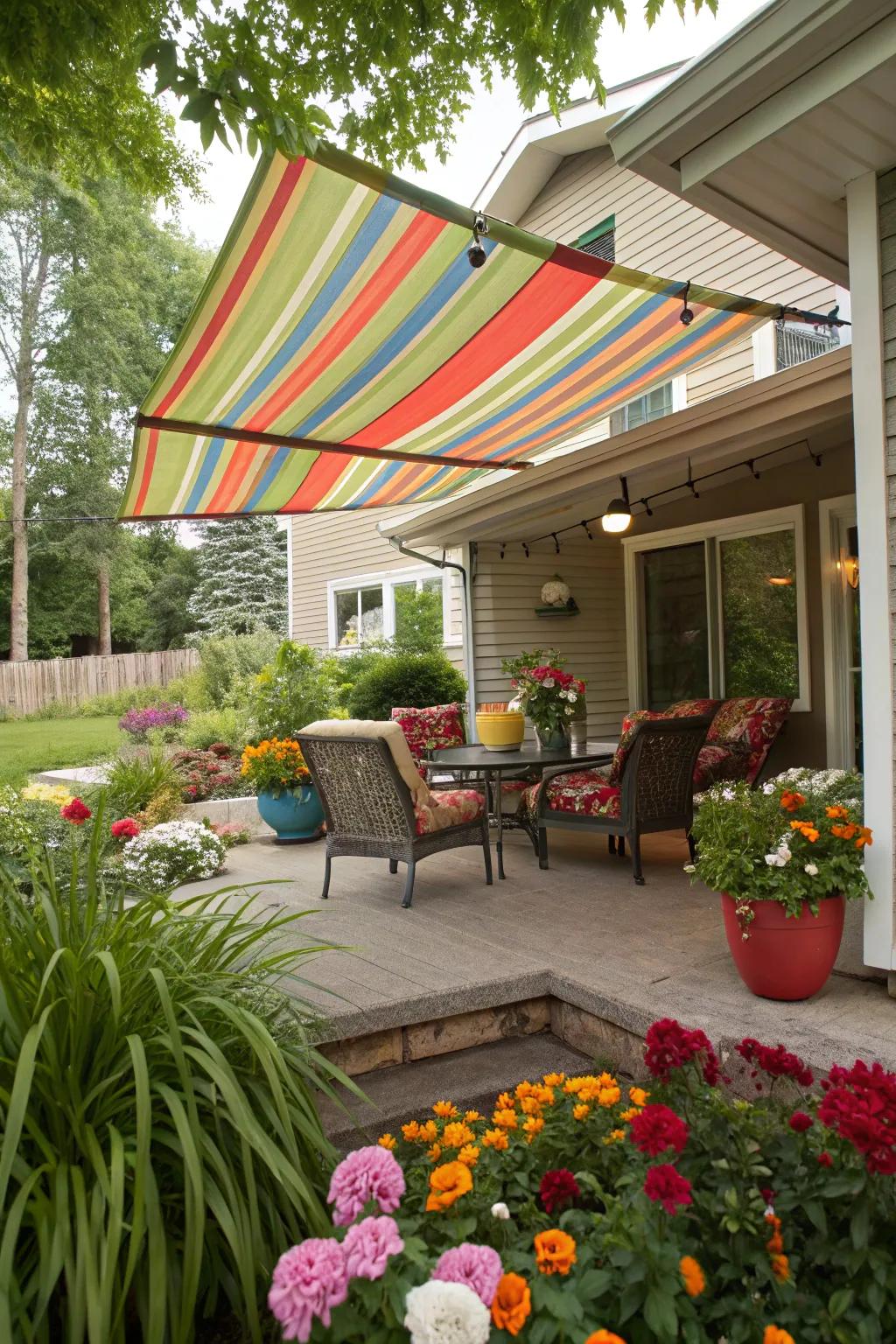 Incorporate a splash of color using a vibrant fabric covering.