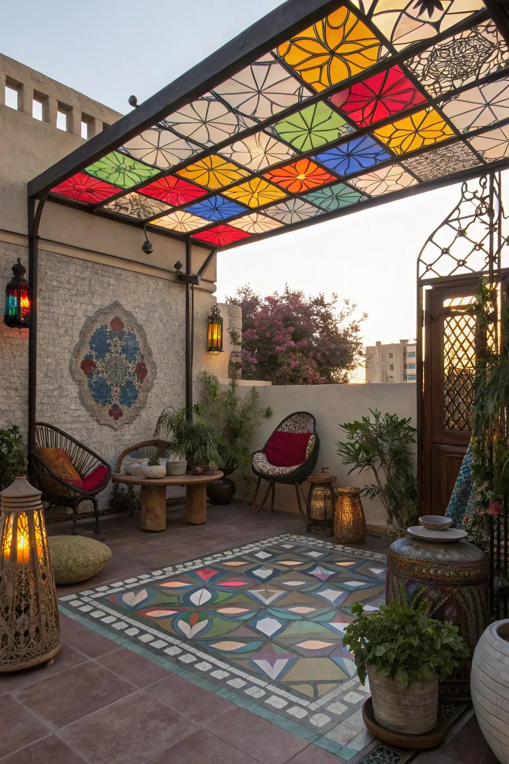 Add artistic flair using a stained glass covering.