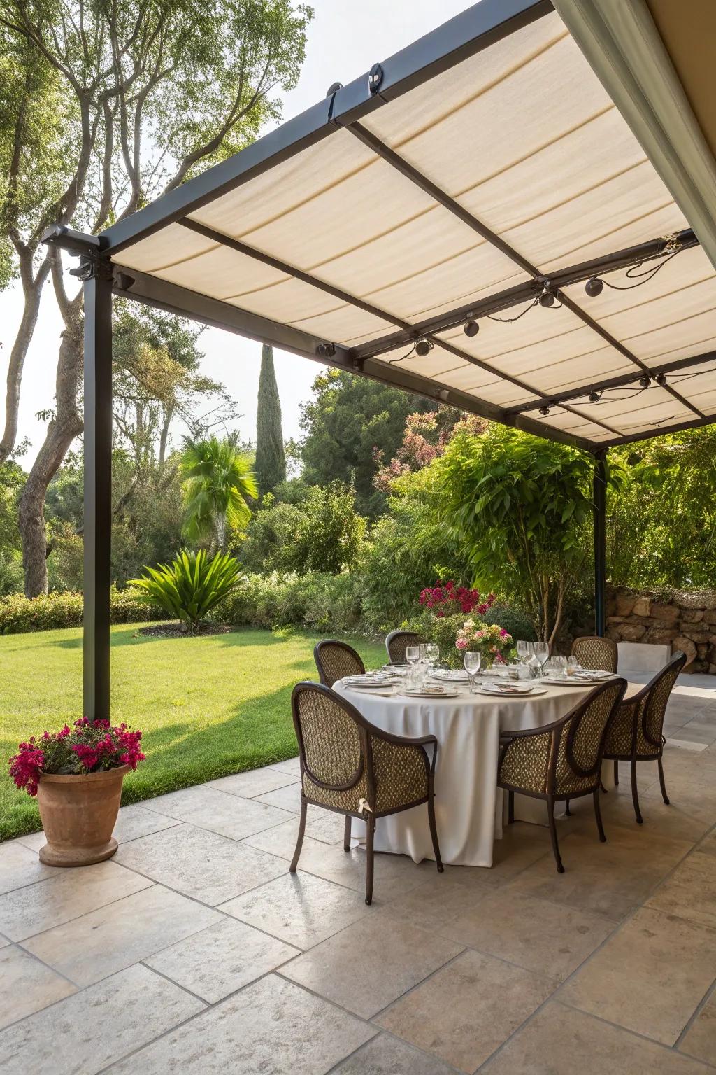 Take pleasure in flexible shade with independent canopies.