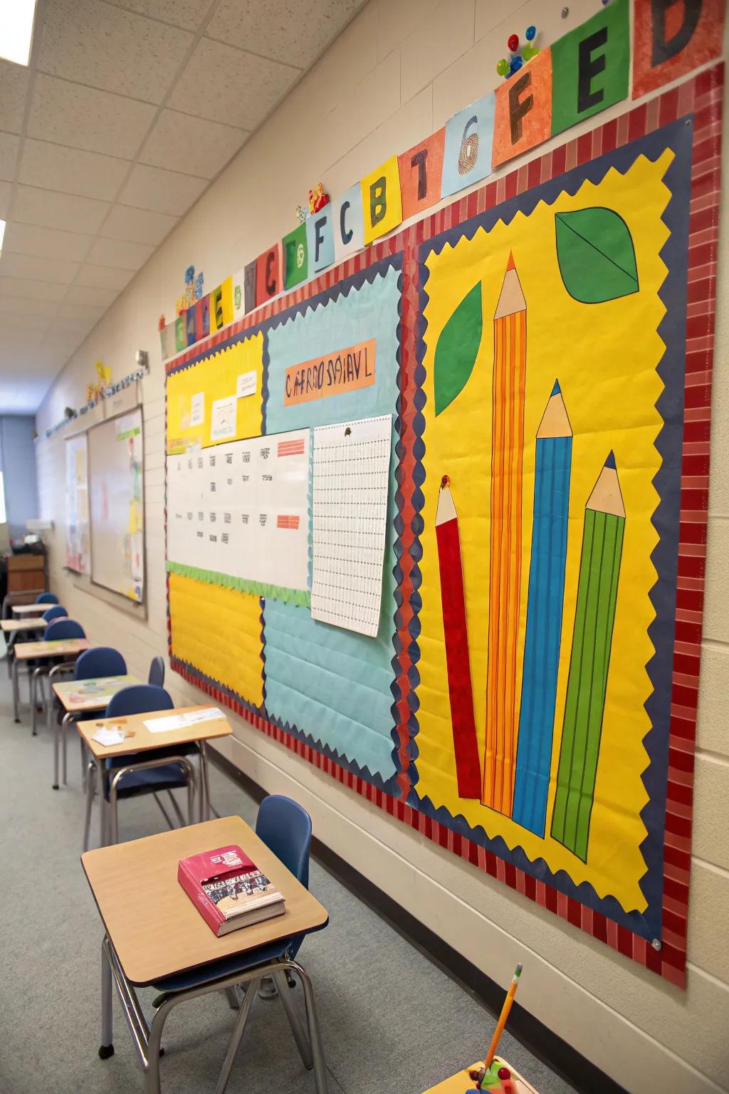 School supplies-themed board that's all set for a fresh school year.