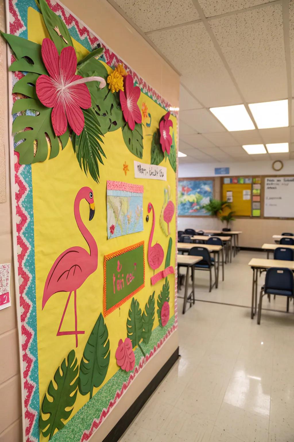 Flamingo-themed board that's as fun, bright, and inspiring as a tropical getaway.