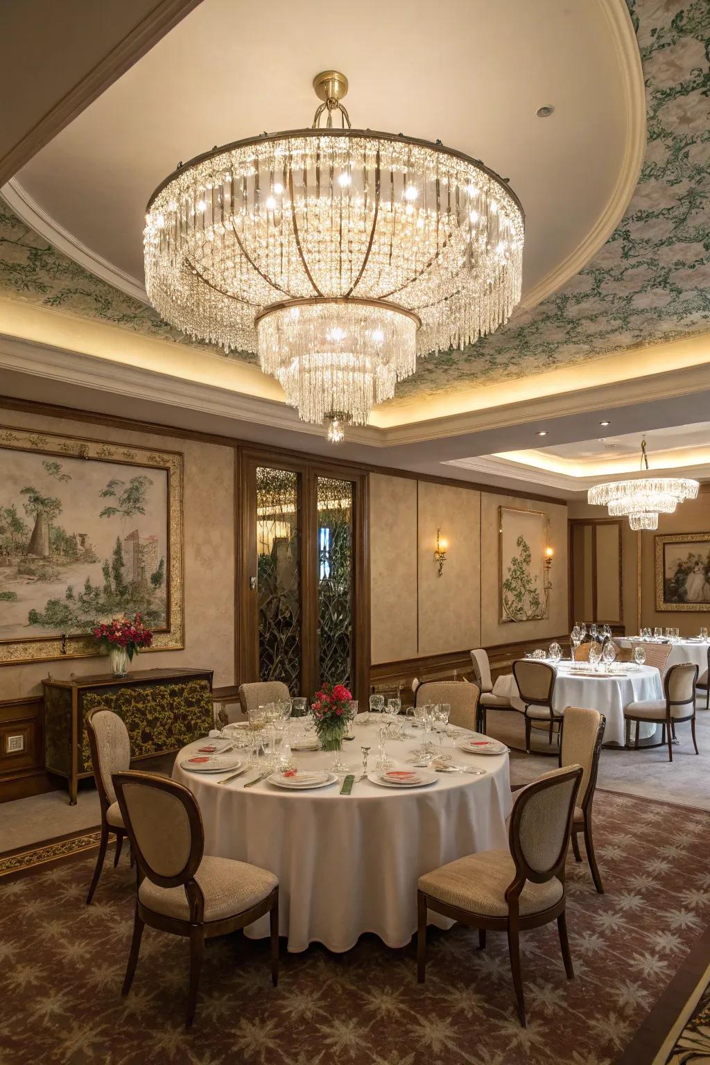 Glass fixtures add elegance and sparkle.