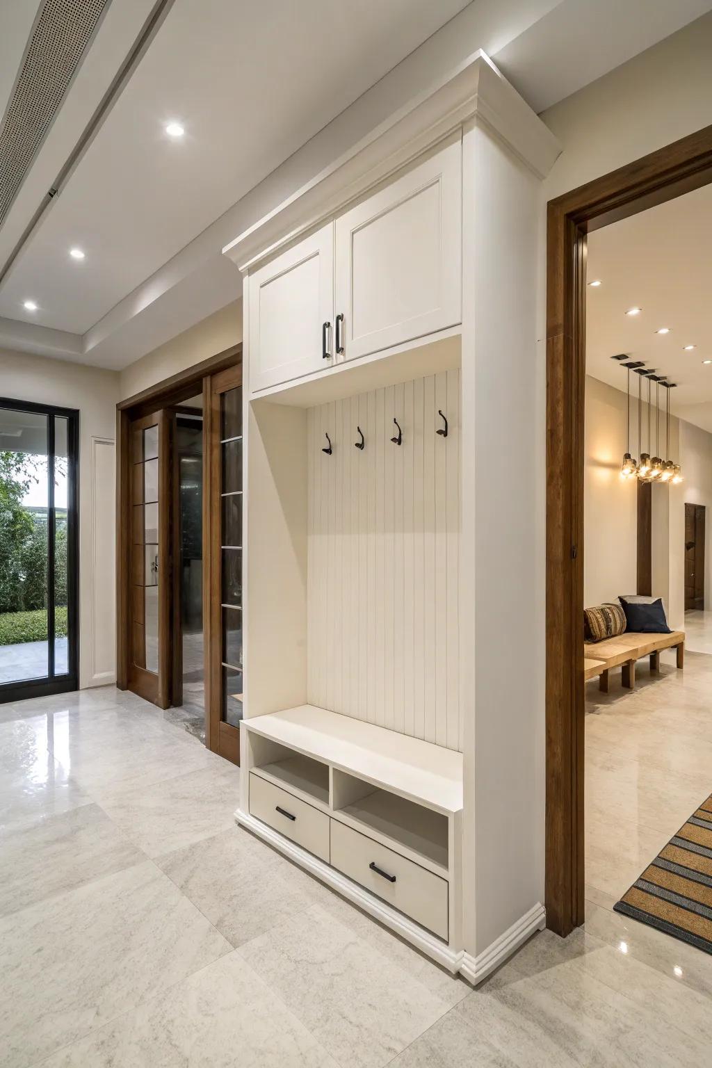 Achieve a cutting-edge modern look with a minimalist hall tree.