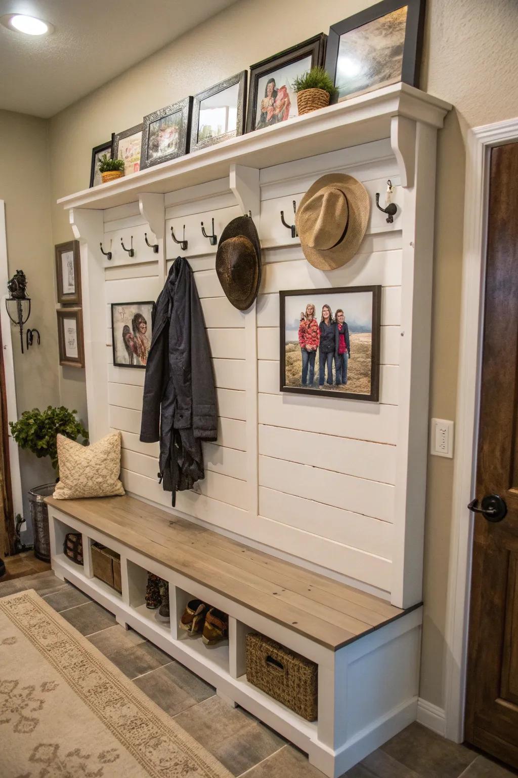 Bring farmhouse style to your entryway with this delightful hall tree.