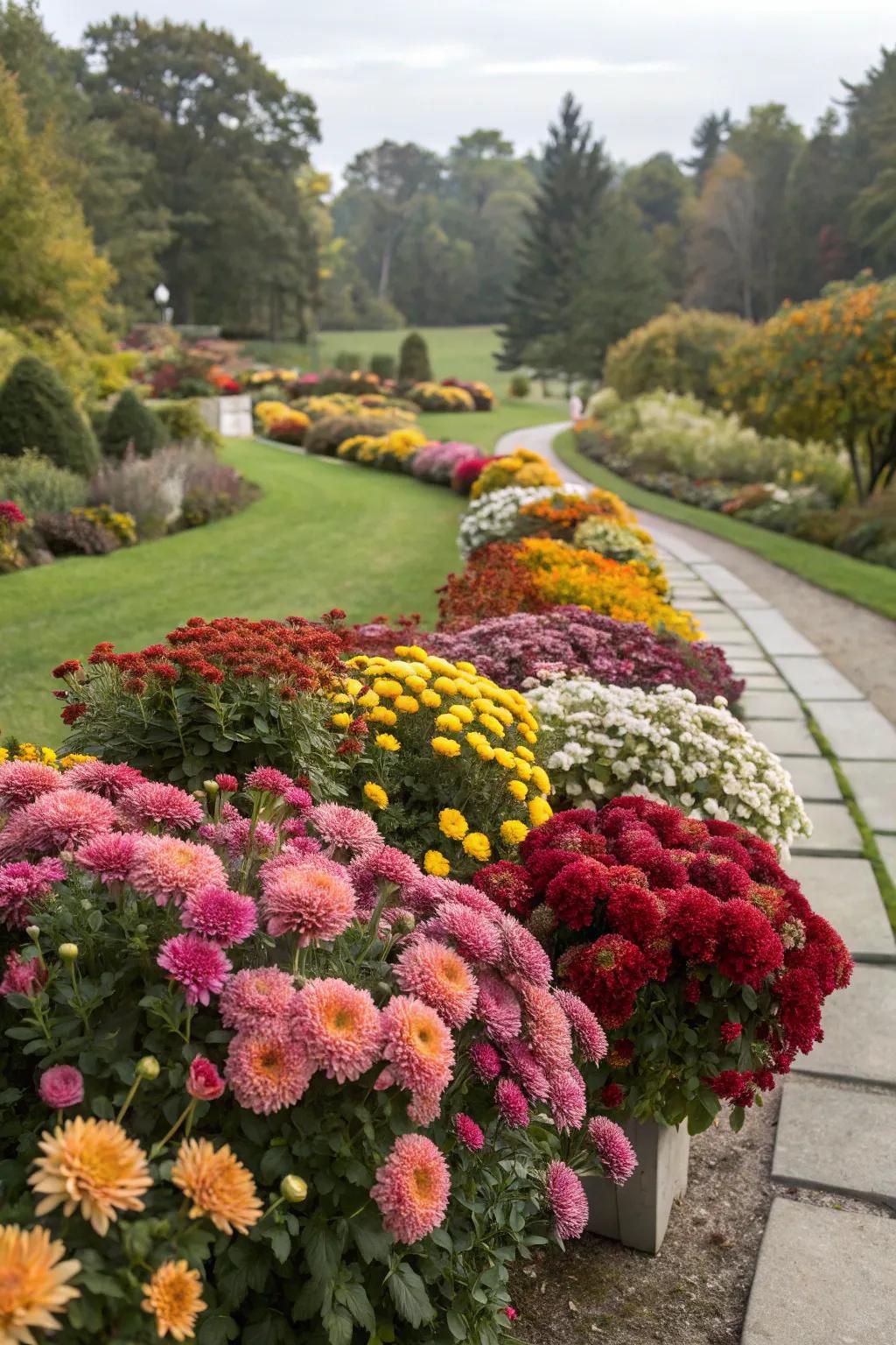 Seasonal blooms create a dynamic garden exhibit.