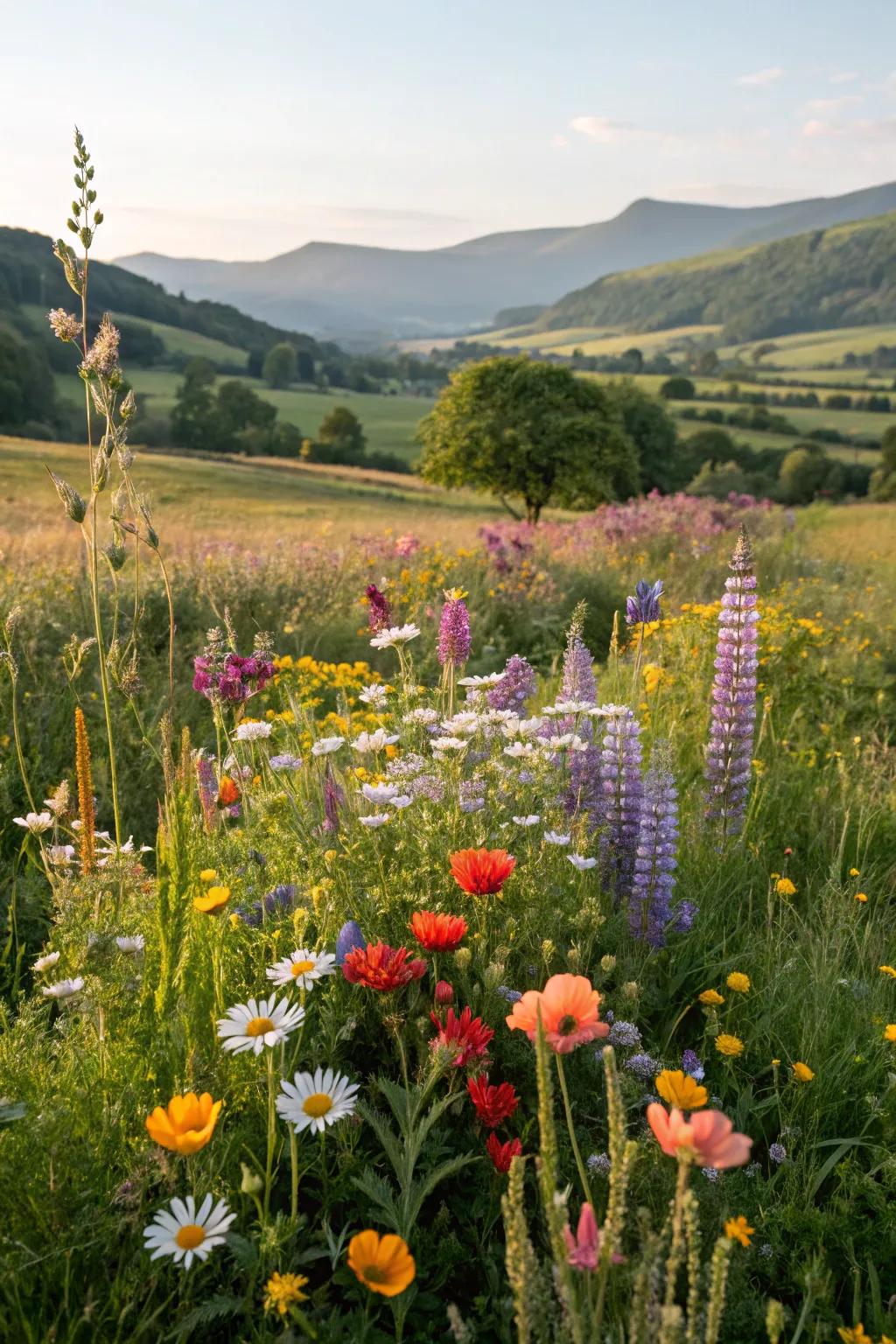 Field flowers bring a carefree meadow vibe to the garden.