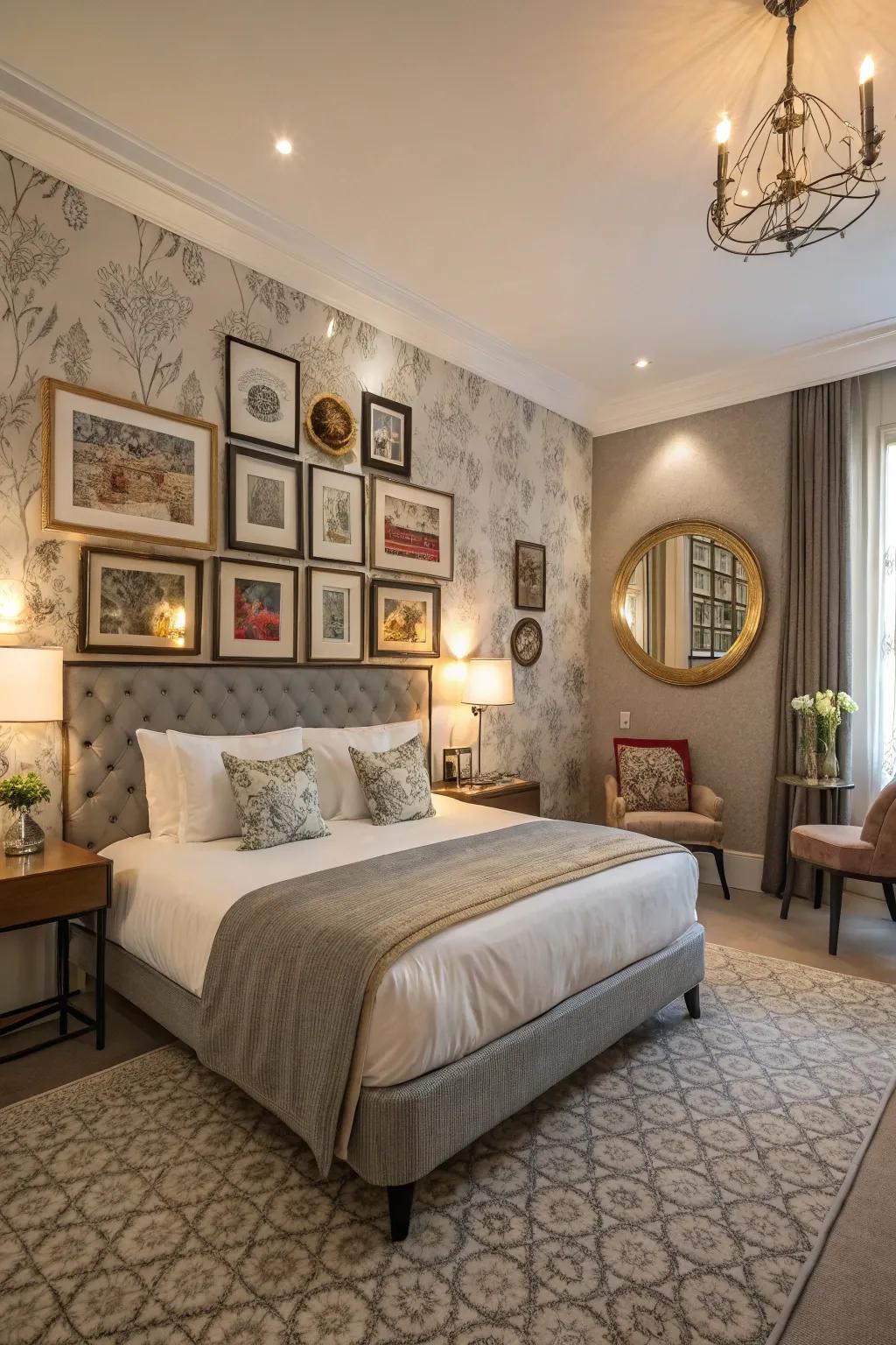 Mirrors paired with art add depth and brightness.