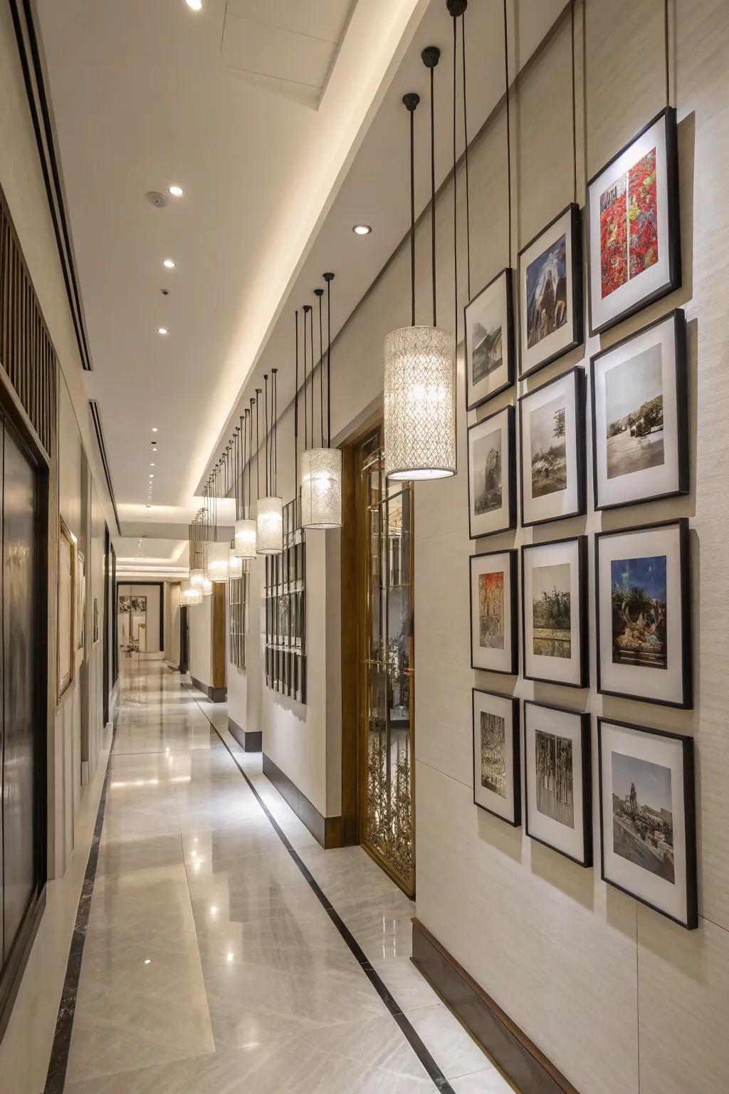 Floating frames add a contemporary touch.