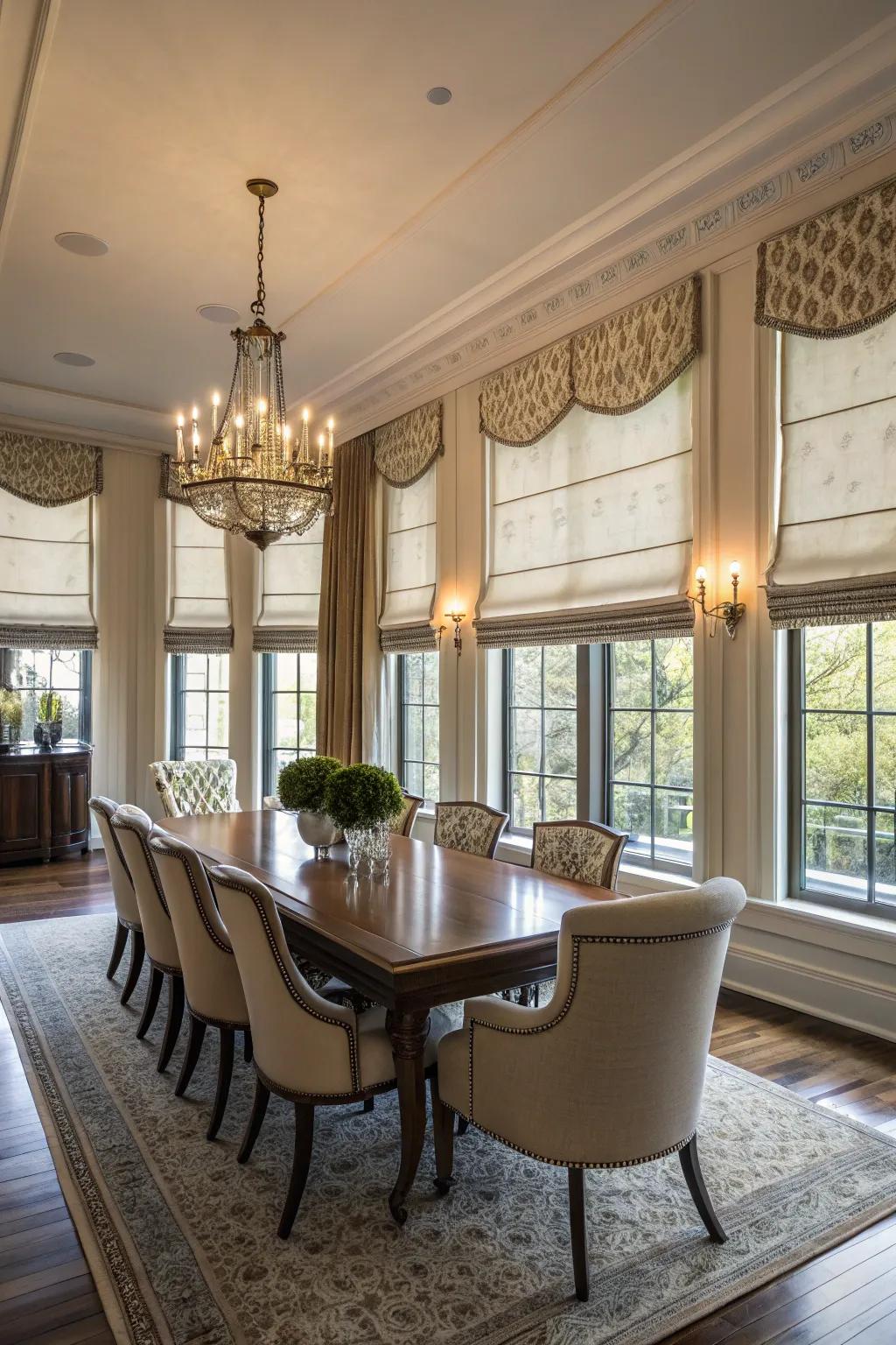 Roman shades present a neat and tailored aesthetic.