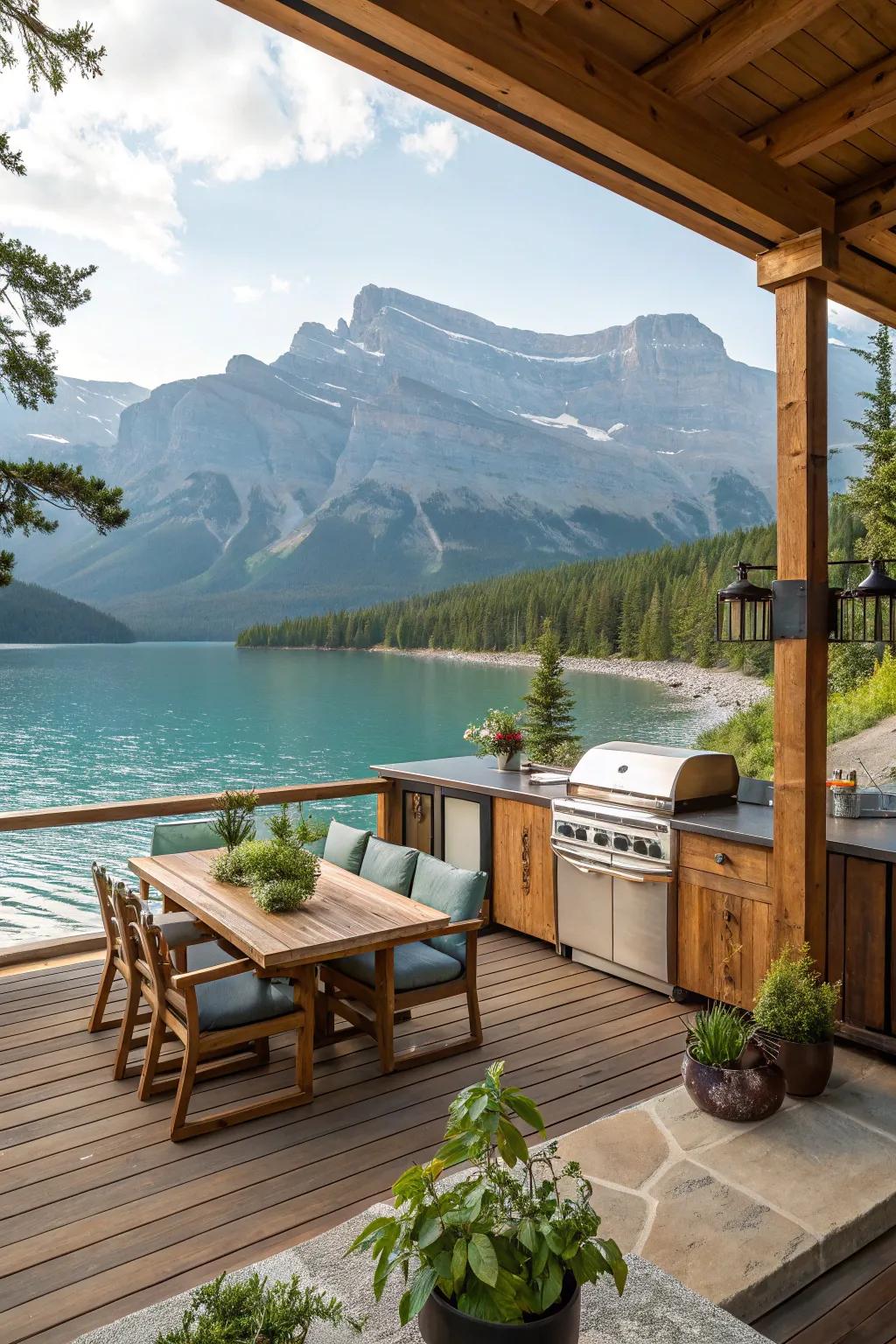 A cook station outdoors merging cooking with nature.