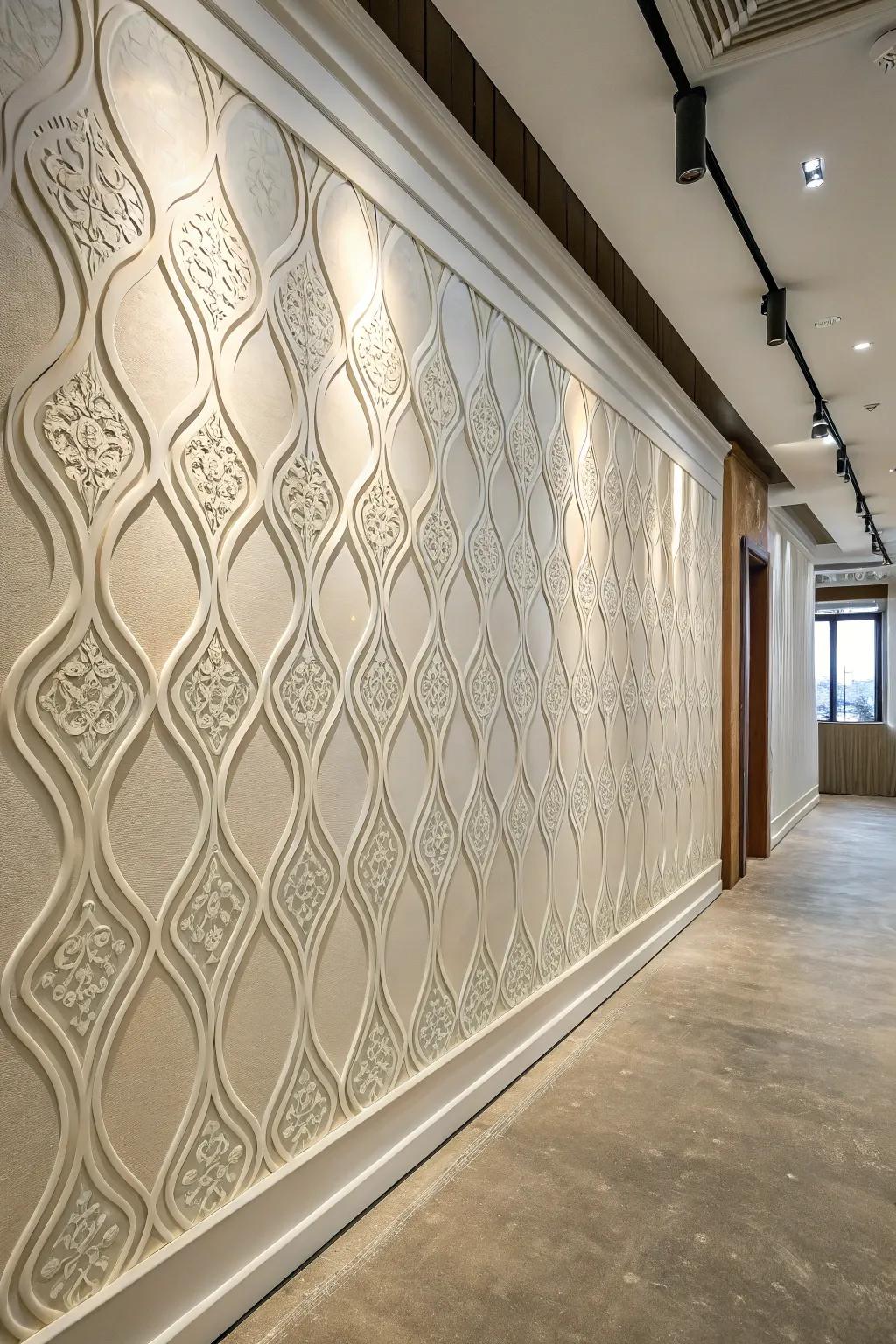 Grooved surface design enhances character on plain surfaces.