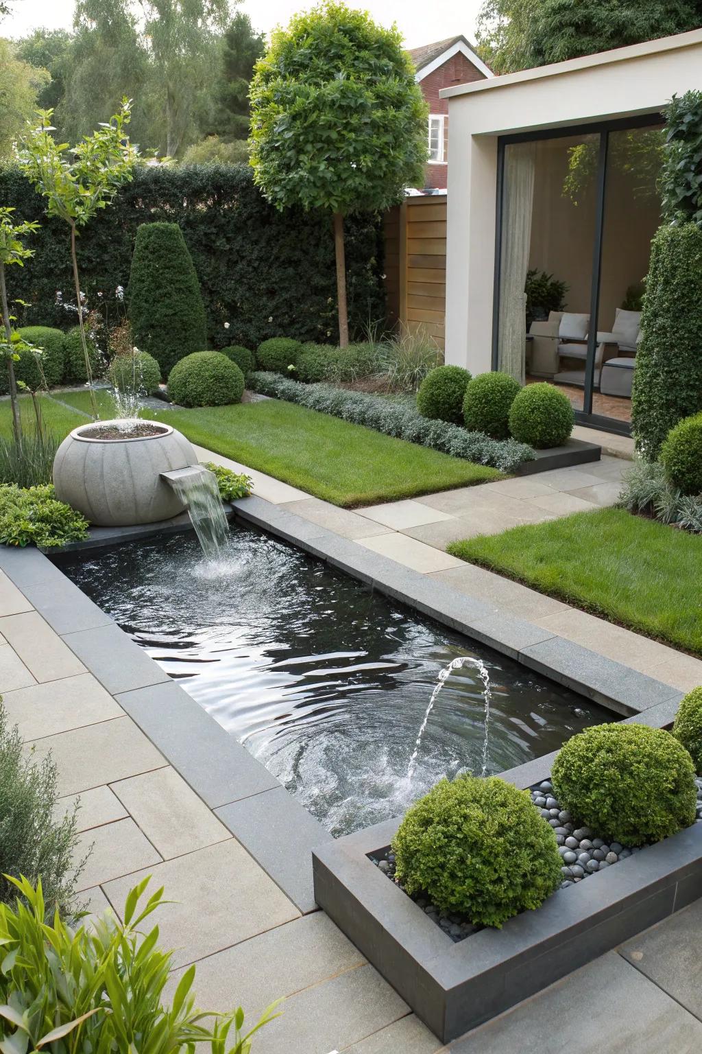 Water features add serenity and charm.