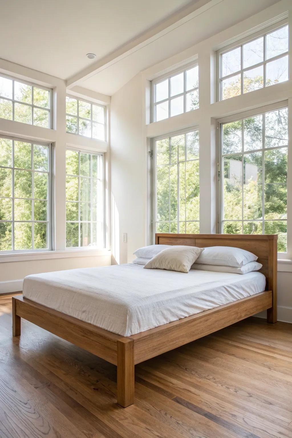 A simple wood bed design ideal for a tidy bedroom.