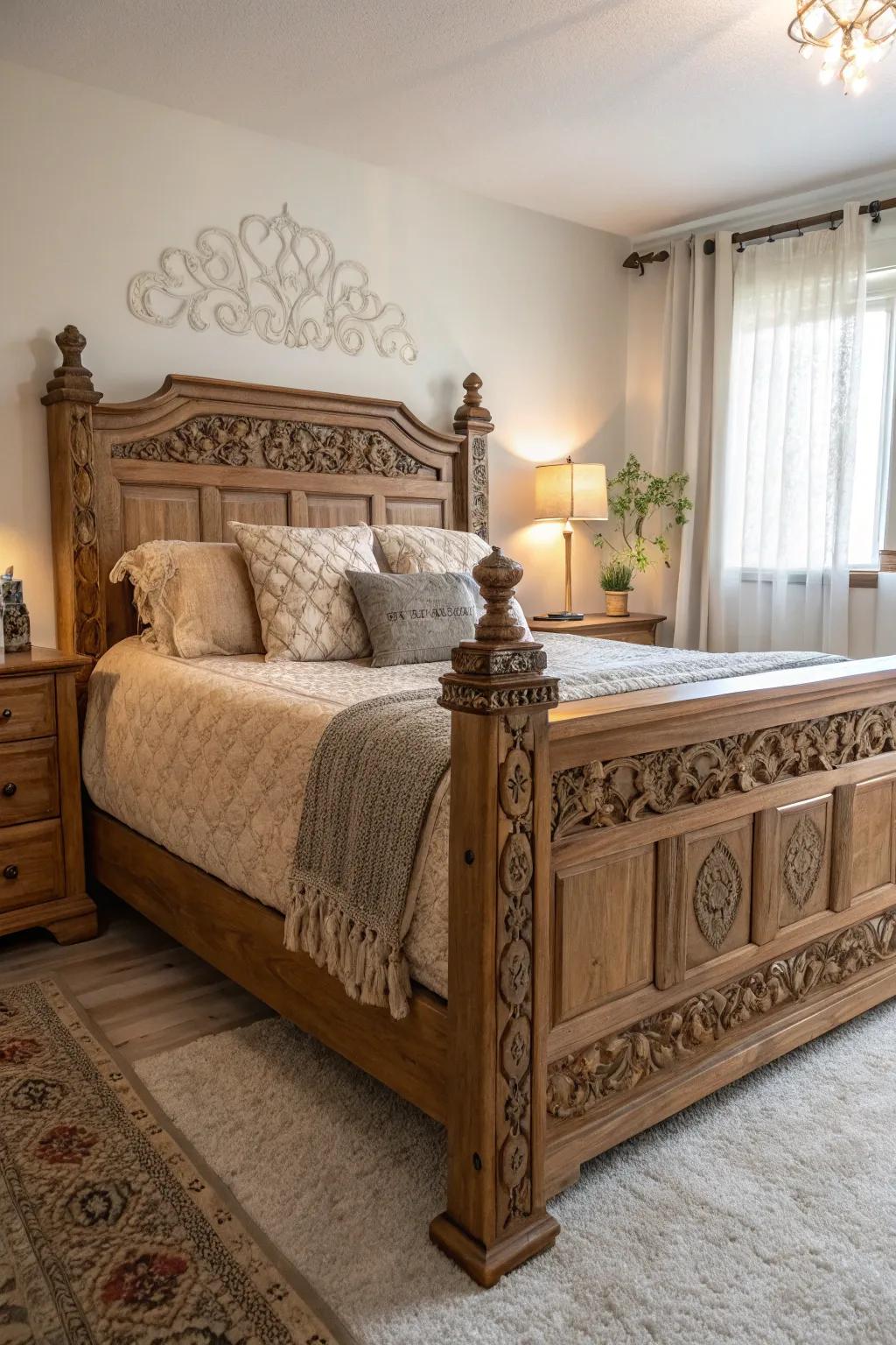 Textured features bring depth to this wood bed.