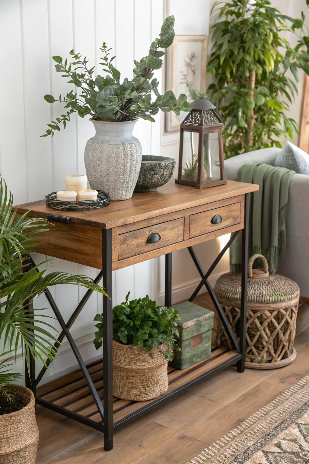 Evoke visual curiosity through the use of mixed material displays.