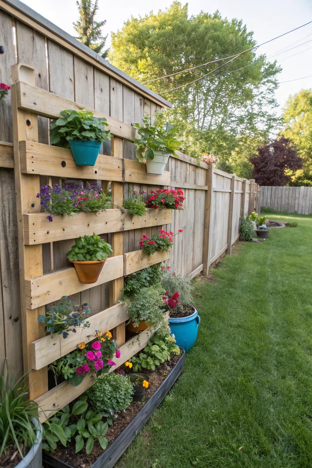 Environmentally friendly and chic pallet green space.