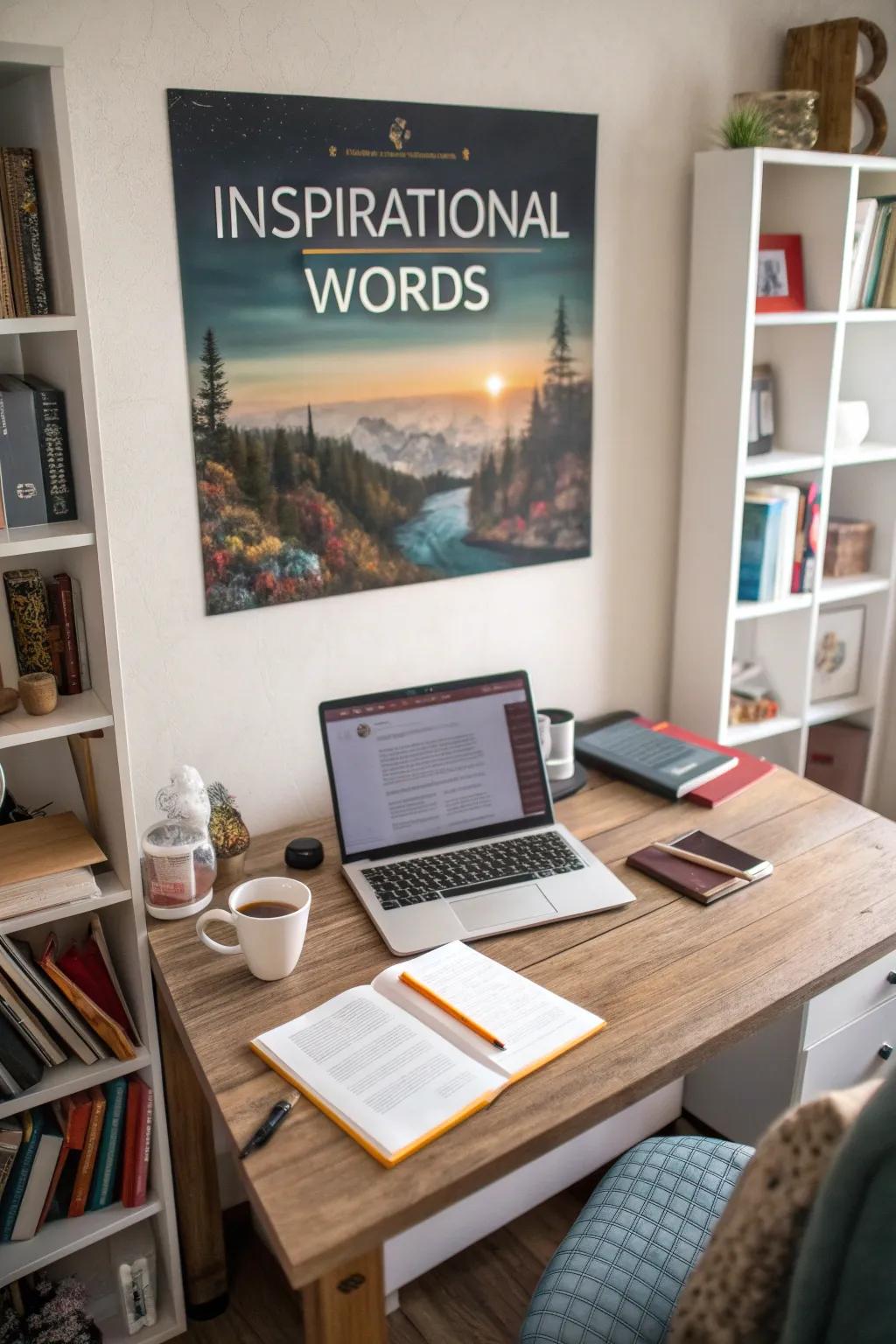 Inspiring words on the wall boost motivation.