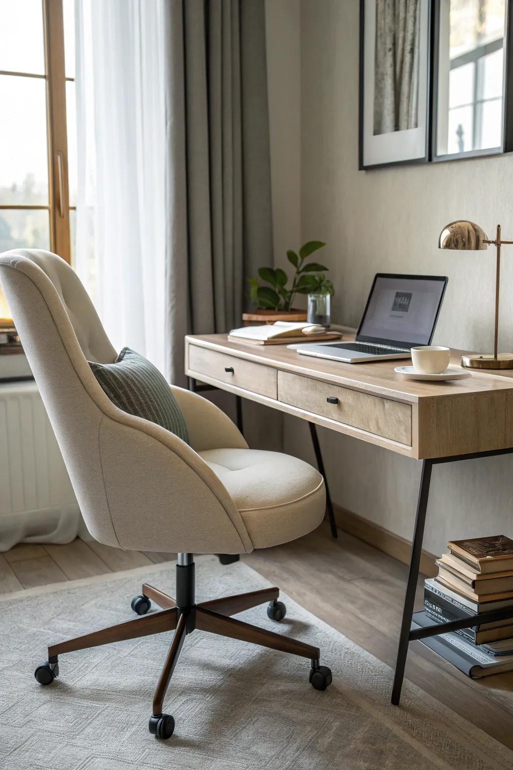 An ergonomic chair and supports.