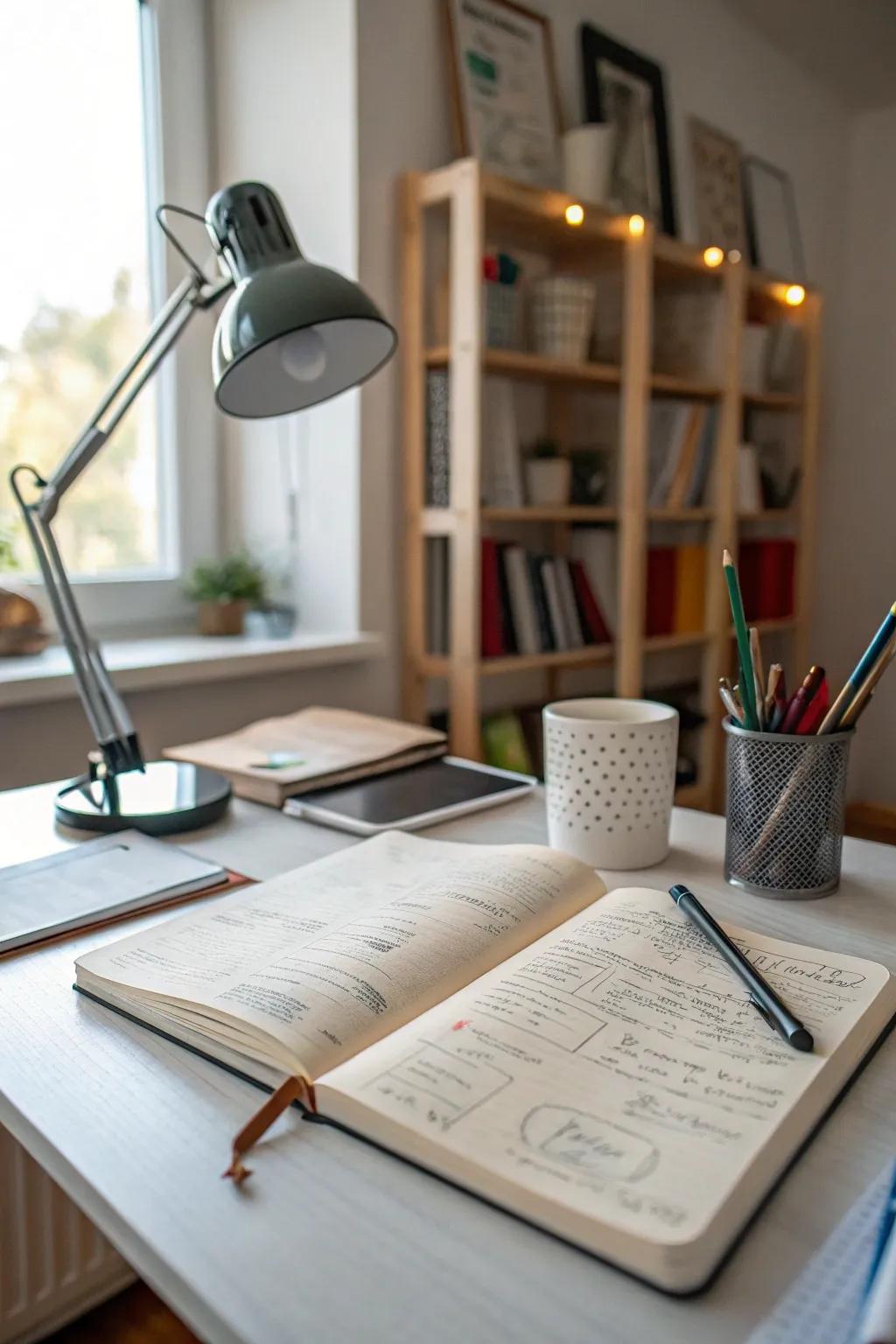 A notebook is a tool for creative ideas.