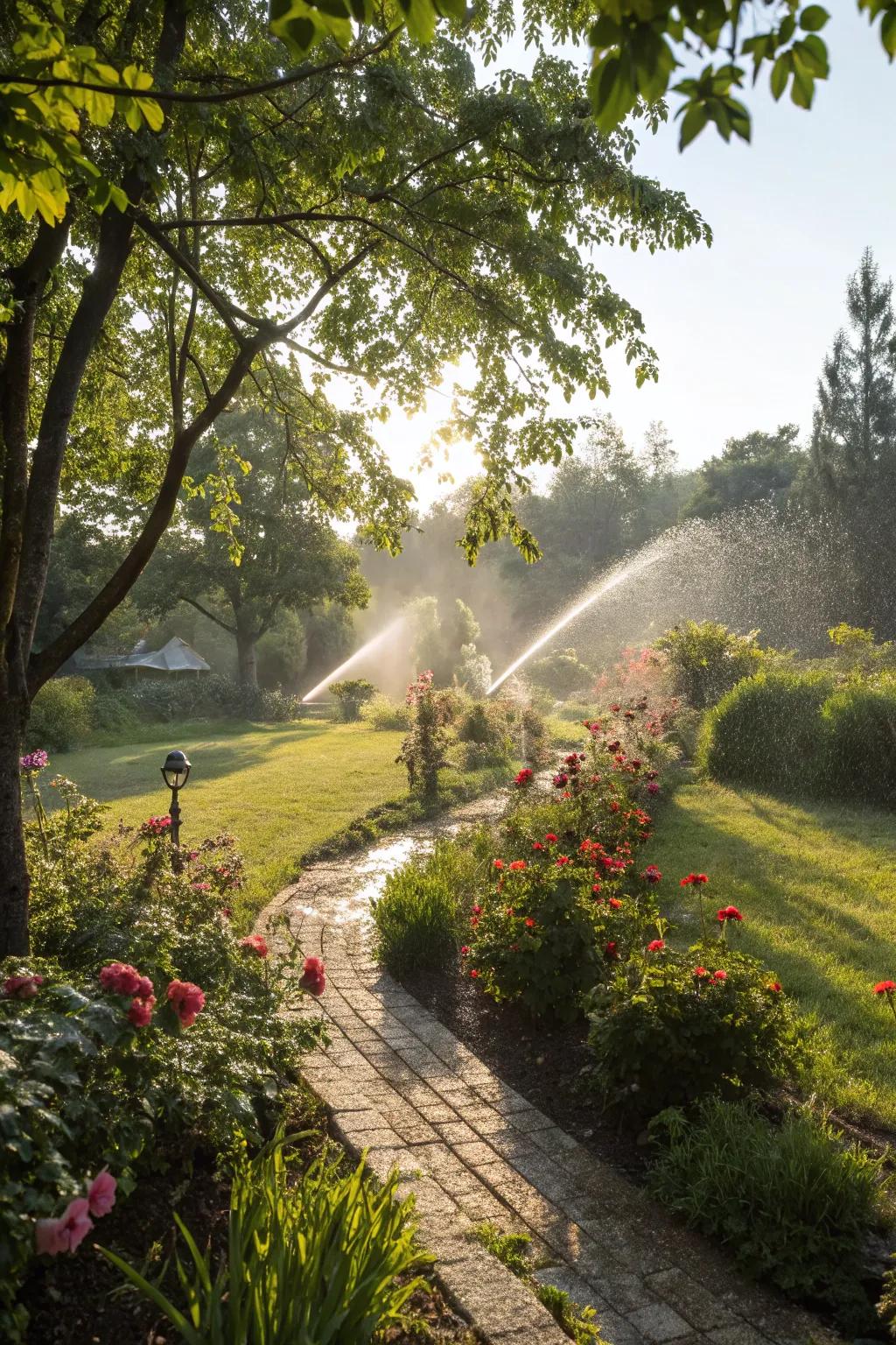 Automatic watering systems simplifying garden maintenance.