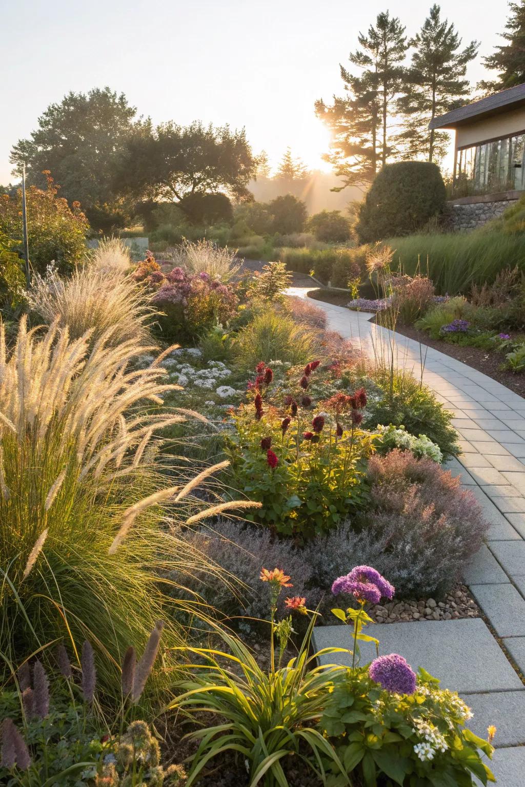 A garden showcasing the aesthetic allure of layered plantings, creating captivating visual depth.