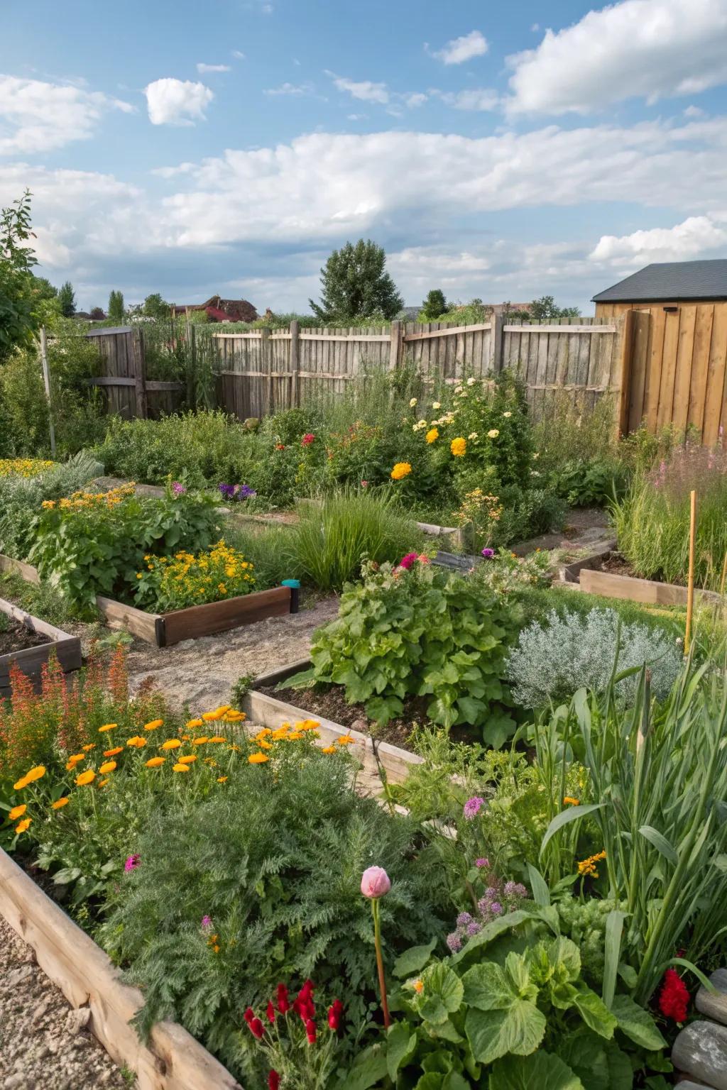 A self-managing garden thriving naturally with minimal involvement.
