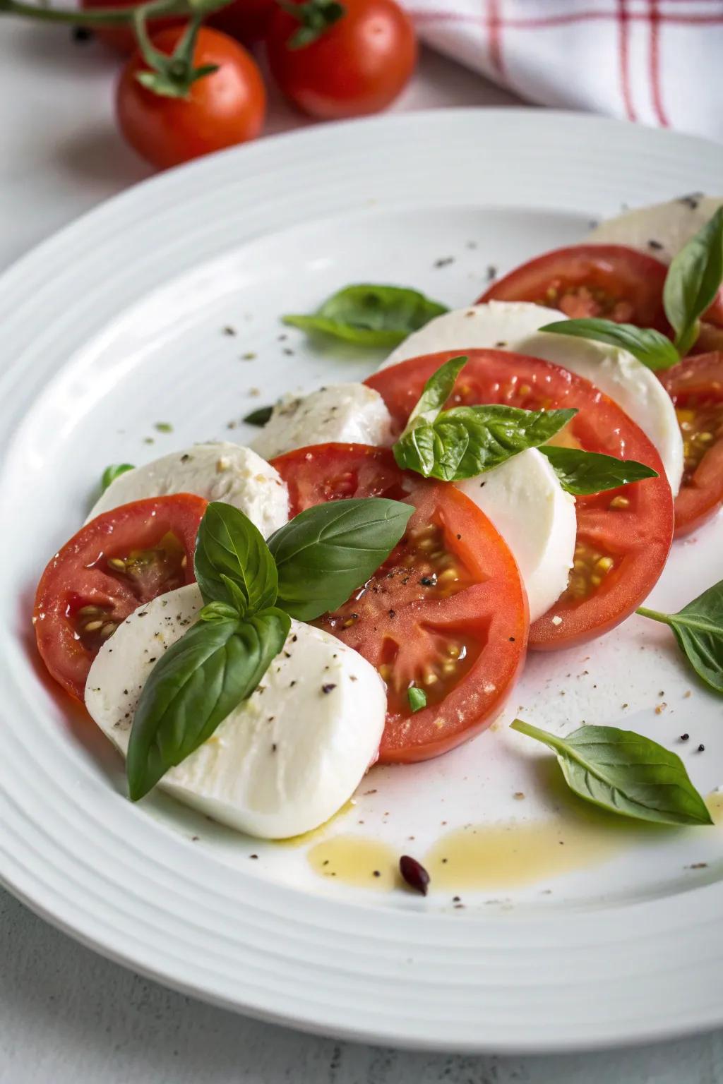 Enjoy the Italian flavors with a classic Caprese salad.