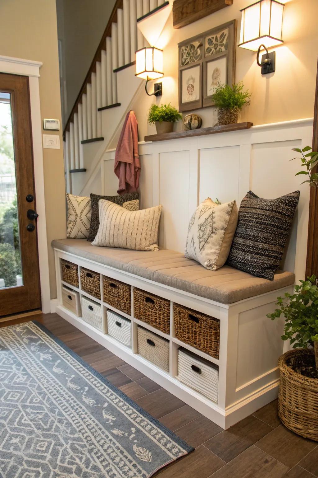 A seat with storage blending form and function.