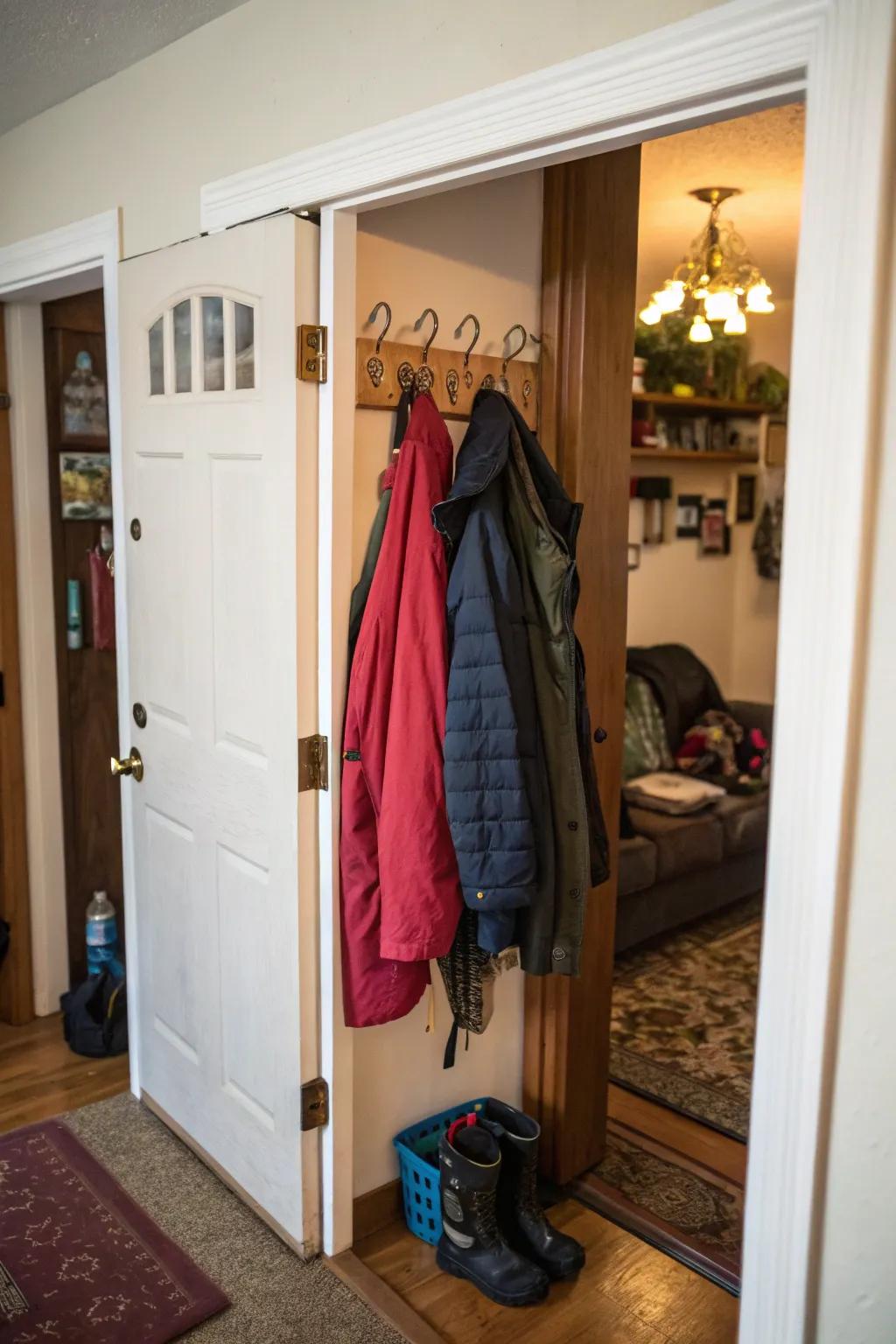 A convenient over-the-door hanger system for maximizing storage.