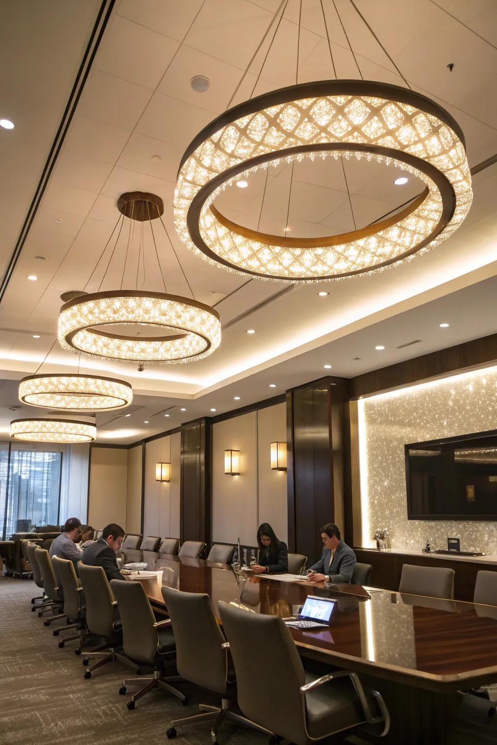 Improve your conference room using stylish pendant illumination.