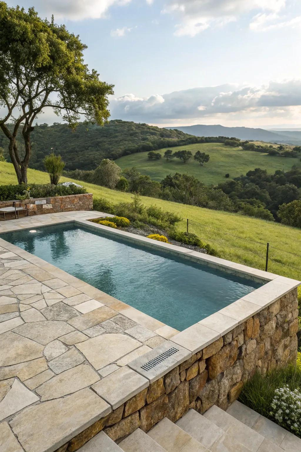 Natural stone accents boost the pool's innate charm.